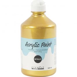 Akrylfärg Metallic, metallic, guld, 500 ml/ 1 flaska [HOB-32228]