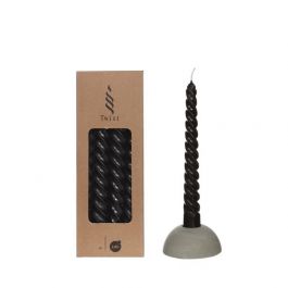 Svart, vridet ljus 19 cm högt (4 st.) [IFS-32238]