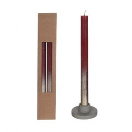 Ljus för middagar bordeaux med Guld Spray Ø2.1/h. 25cm (1 set) [IFS-32311]