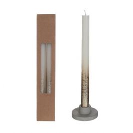 Ljus för middagar kräm med Guld Spray Ø2.1/h. 25cm (1 set) [IFS-32313]