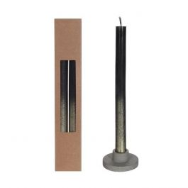 Ljus för middagar Svart med Guld Spray Ø2.1/h. 25cm (1 set) [IFS-32318]