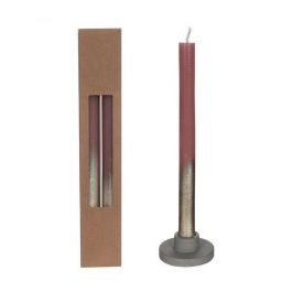 Ljus för middagar mauve med Guld Spray Ø2.1/h. 25cm (1 set) [IFS-32319]
