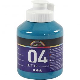 Glitterakrylfärg, turkos, 500 ml/ 1 flaska [HOB-32503]