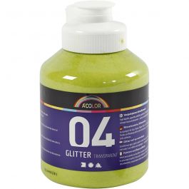 Glitterakrylfärg, limegrön, 500 ml/ 1 flaska [HOB-32504]