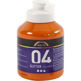 Glitterakrylfärg, orange, 500 ml/ 1 flaska [HOB-32505]