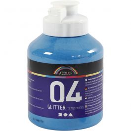 Glitterakrylfärg, blå, 500 ml/ 1 flaska [HOB-32506]