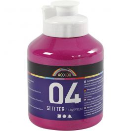 Glitterakrylfärg, rosa, 500 ml/ 1 flaska [HOB-32507]