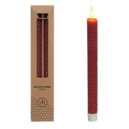 LED-vaxkaka ljus Ø2.2 h. 25cm vinröd (Set om 2 st) [IFS-32681]