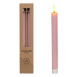 LED-vaxkaka ljus Ø2.2 h. 25cm rosa (Set om 2 st) [IFS-32684]