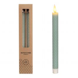 LED-vaxkaka ljus Ø2.2 h. 25cm eukalyptus grön (Set om 2 st) [IFS-32685]