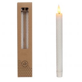 LED-vaxkaka ljus Ø2.2 h. 25cm vit (Set om 2 st) [IFS-32687]