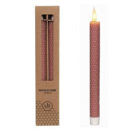 LED-vaxkaka ljus Ø2.2 h. 25cm mauve (Set om 2 st) [IFS-32689]