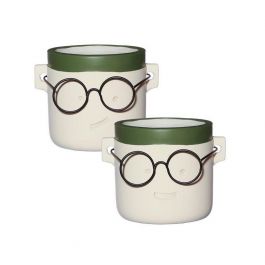 Kruka Harry Vit/Grön 2 typer Ø12 h.11,5 cm (6 st) [IFS-33104]