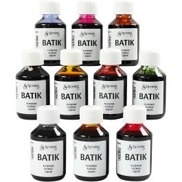 Batikfärg, mixade färger, 10x100 ml/ 1 förp. [HOB-33341]