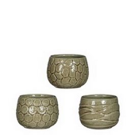 Kruka Mila craquele glasyr Grön 7cm hög (9 st.) [IFS-33505]