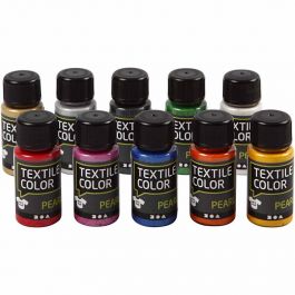 Textilfärg, pärlemor, mixade färger, 10x50 ml/ 1 förp. [HOB-33699]