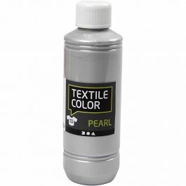 Textilfärg, pärlemor, silver, 250 ml/ 1 flaska [HOB-33762]