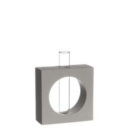 Cementbotten fyrkantig med glasrör 10x14cm 4cm djup (1 st) [IFS-34012]