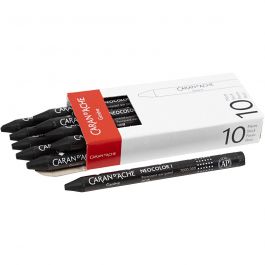 CARAN D’ACHE Neocolor I, L: 10 cm, tjocklek 8,5 mm, black (009), 10 st./ 1 förp. [HOB-34021]