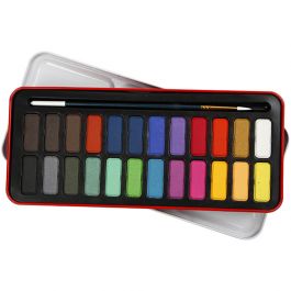 Kit med Vattenfärg, stl. 12x30 mm, mixade färger, 24 färg/ 1 förp. [HOB-34237]