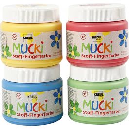 Muck Fingerfärg, blå, grön, röd, gul, 4x150 ml/ 1 förp. [HOB-34770]