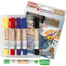 Playcolor Textilfärg, L: 14 cm, mixade färger, 5 g, 6 st./ 1 förp. [HOB-34859]