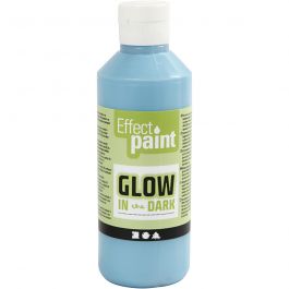 Glow in the Dark, Självlysande Färg, fluorescerande ljusblå, 250 ml/ 1 flaska [HOB-34930]