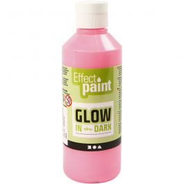 Glow in the Dark, Självlysande Färg, fluorescerande ljusröd, 250 ml/ 1 flaska [HOB-34934]