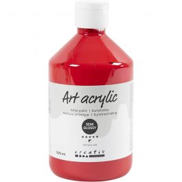 Akrylfärg, halvblank, semi transparent, primärröd, 500 ml/ 1 flaska [HOB-35404]