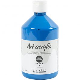 Akrylfärg, halvblank, transparent, primärblå, 500 ml/ 1 flaska [HOB-35406]