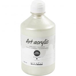Akrylfärg, halvblank, täckande, pearl silver, 500 ml/ 1 flaska [HOB-35432]