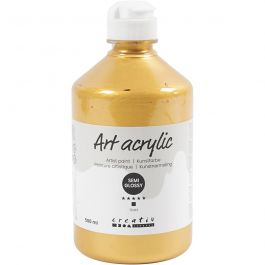 Akrylfärg, halvblank, täckande, guld, 500 ml/ 1 flaska [HOB-35434]