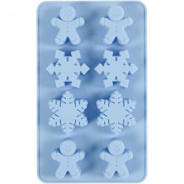 Silikonform, snöflingor och pepparkaksgubbar, H: 2,5 cm, L: 3 cm, B: 4,5 cm, 12,5 ml, 1 st. [HOB-37130]
