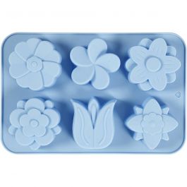 Silikonform, blommor, H: 2,6 cm, L: 6 cm, B: 7,5 cm, 75 ml, 1 st. [HOB-37135]