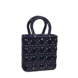 Handväska vas Elysee glashandtag L.14 x B.9,5 x H.22 cm mörkblå (1 st) [IFS-37234]