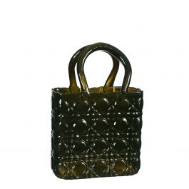 Handväska vas Elysee glashandtag L.14 x B.9,5 x H.22 cm mörkgrön (1 st) [IFS-37235]