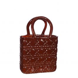 Handväska vas Elysee glashandtag L.14 x B.9,5 x H.22 cm mahogny (1 st) [IFS-37236]