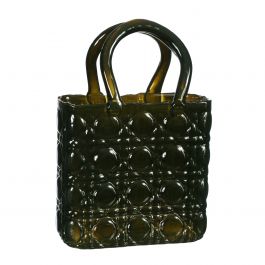 Handväska vas Elysee glashandtag L.19 x B.11 x H.28 cm mörkgrön (1 st) [IFS-37245]
