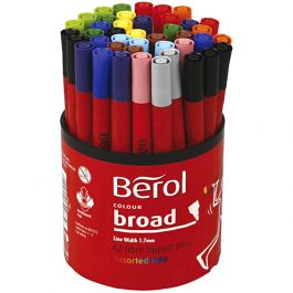 Berol Tusch, Dia. 10 mm, spets 1-1,7 mm, mixade färger, 42 st./ 1 burk [HOB-37280]