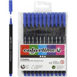 Colortime Fineliner-tuschpennor, spets 0,6-0,7 mm, mörkblå, 12 st./ 1 förp. [HOB-373634]