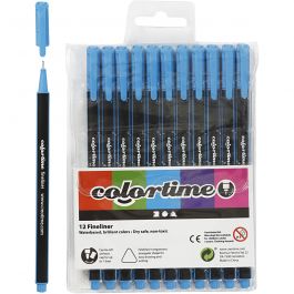 Colortime Fineliner-tuschpennor, spets 0,6-0,7 mm, ljusblå, 12 st./ 1 förp. [HOB-373635]