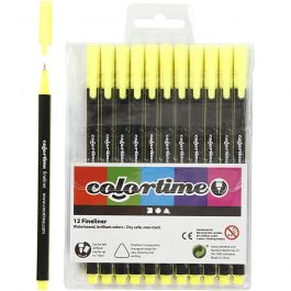 Colortime Fineliner-tuschpennor, spets 0,6-0,7 mm, gul, 12 st./ 1 förp. [HOB-373637]