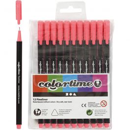 Colortime Fineliner-tuschpennor, spets 0,6-0,7 mm, rosa, 12 st./ 1 förp. [HOB-373639]