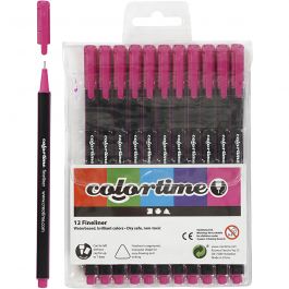 Colortime Fineliner-tuschpennor, spets 0,6-0,7 mm, cyklamen, 12 st./ 1 förp. [HOB-373641]