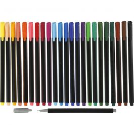 Colortime Fineliner-tuschpennor, spets 0,6-0,7 mm, mixade färger, 24 st./ 1 förp. [HOB-373649]