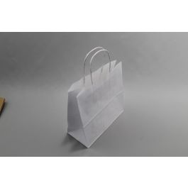 Papperskassar Vit 18x8x22cm Kraft 90 g/gm med tvinnade handtag (50 st) [PAMW1822]
