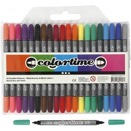 Colortime Dubbeltusch, spets 2,3+3,6 mm, standardfärger, 20 st./ 1 förp. [HOB-37983]