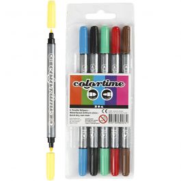 Colortime Dubbeltusch, spets 2,3+3,6 mm, standardfärger, 6 st./ 1 förp. [HOB-37984]