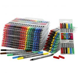 Colortime Dubbeltusch, spets 2,3+3,6 mm, mixade färger, 260 st./ 1 förp. [HOB-37988]