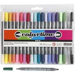 Colortime Dubbeltusch, spets 2,3+3,6 mm, kompletterande färger, 20 st./ 1 förp. [HOB-37992]